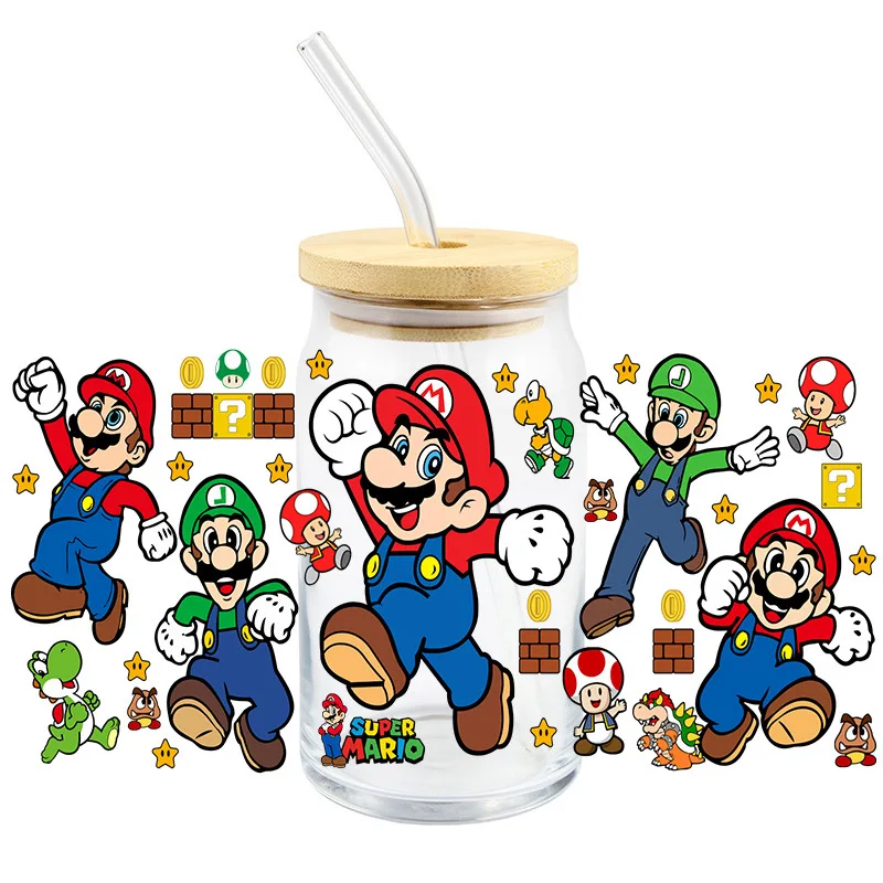 

Super Mario UV Transfer Crystal Sticker Cute Cartoon Anime Water Cup Mobile Phone Computer Luggage Decoration Sticker X-mas Gift