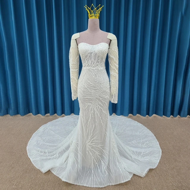 Brand New Factory Wholesale Wedding Gown For Bride 2024 A-line Sweetheart Wedding Dress Zipper Beading robe de marie LSSM005 3