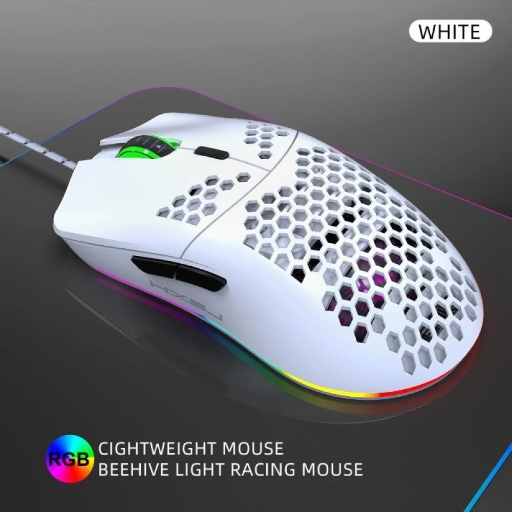 best wireless mouse HXSJ J900 USB Wired Gaming Mouse With RGB Light Gamer Mouses With Six Adjustable DPI Honeycomb Hollow Ergonomic Design Mouse best office mouse