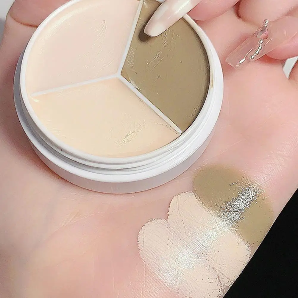 3 Colors Concealer Cream Full Coverage Acne Spot Dark Brush Palette Concealer With Makeup Cosmetics Contour Moisturizing Ci N1O9