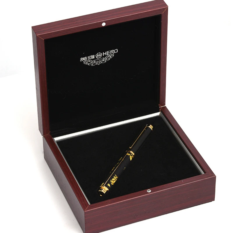 Hero 2192 18K Gold Nib Fountain Pen Luxury Peony Blossoming And Wealth Metal Authentic Ink Pen Fine Nib 0.5mm Writing Gift Set