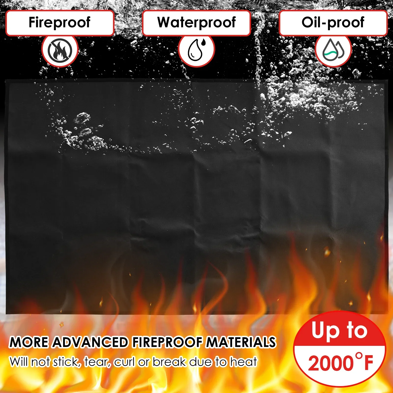 Under Grill Mats for Outdoor Grill Fireproof Deck and Patio Protective Mats Waterproof Fire Pit Mat Reusable Oil-Proof