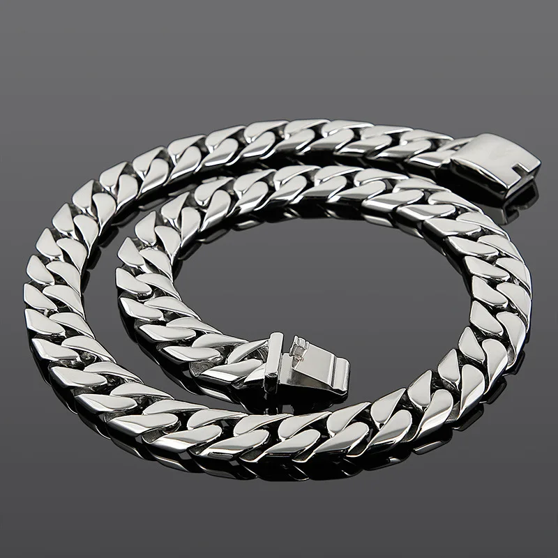 

17mm Heavy Punk Men Women Polished Curb Cuban Chain Necklace Jewelry Rock Hiphop 316L Stainless Steel Fashion Bike Necklace