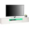 TV Console, Television Stands 78" Long White 70 Inch TV Stand with LED Lights, 3 Storage Cabinets Soundbar Shelf 90 Inch TVs 1