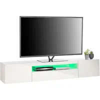 TV Console, Television Stands 78" Long White 70 Inch TV Stand with LED Lights, 3 Storage Cabinets Soundbar Shelf 90 Inch TVs 1