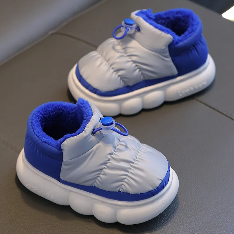 kids slippers plush slippers cotton slippers Winter Waterproof Cotton Slippers Children's Cartoon Non-slip Soft Sole Kids Boys Girls Heel Wrap Warm Plush High Home Shoes
