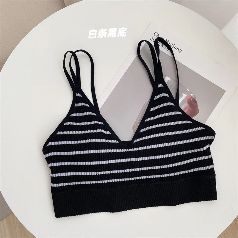Women's Cotton Bra Tube Tops Striped Push Up Bra Girls Outdoor Summer Top Female Sports Tank Up Lingerie women lingerie bra women tank tops women tube tops