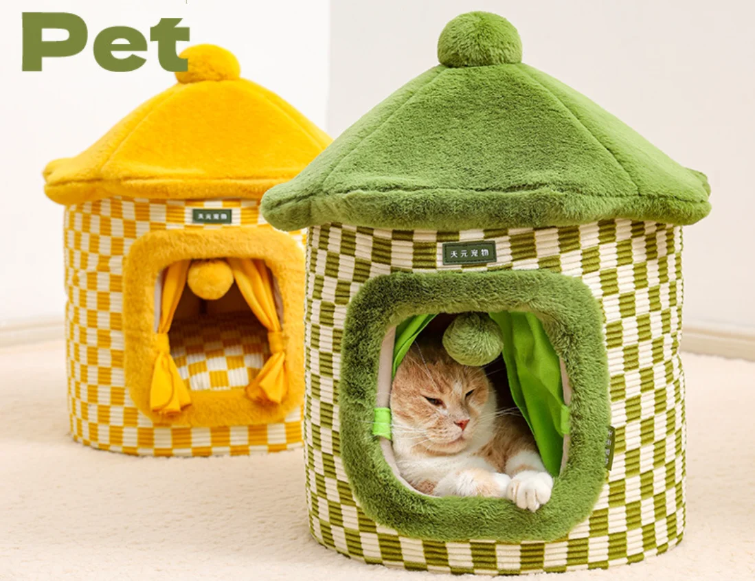 CactusShapedPetNestWarmBedforCatsandDogsSleepingCaveWinter