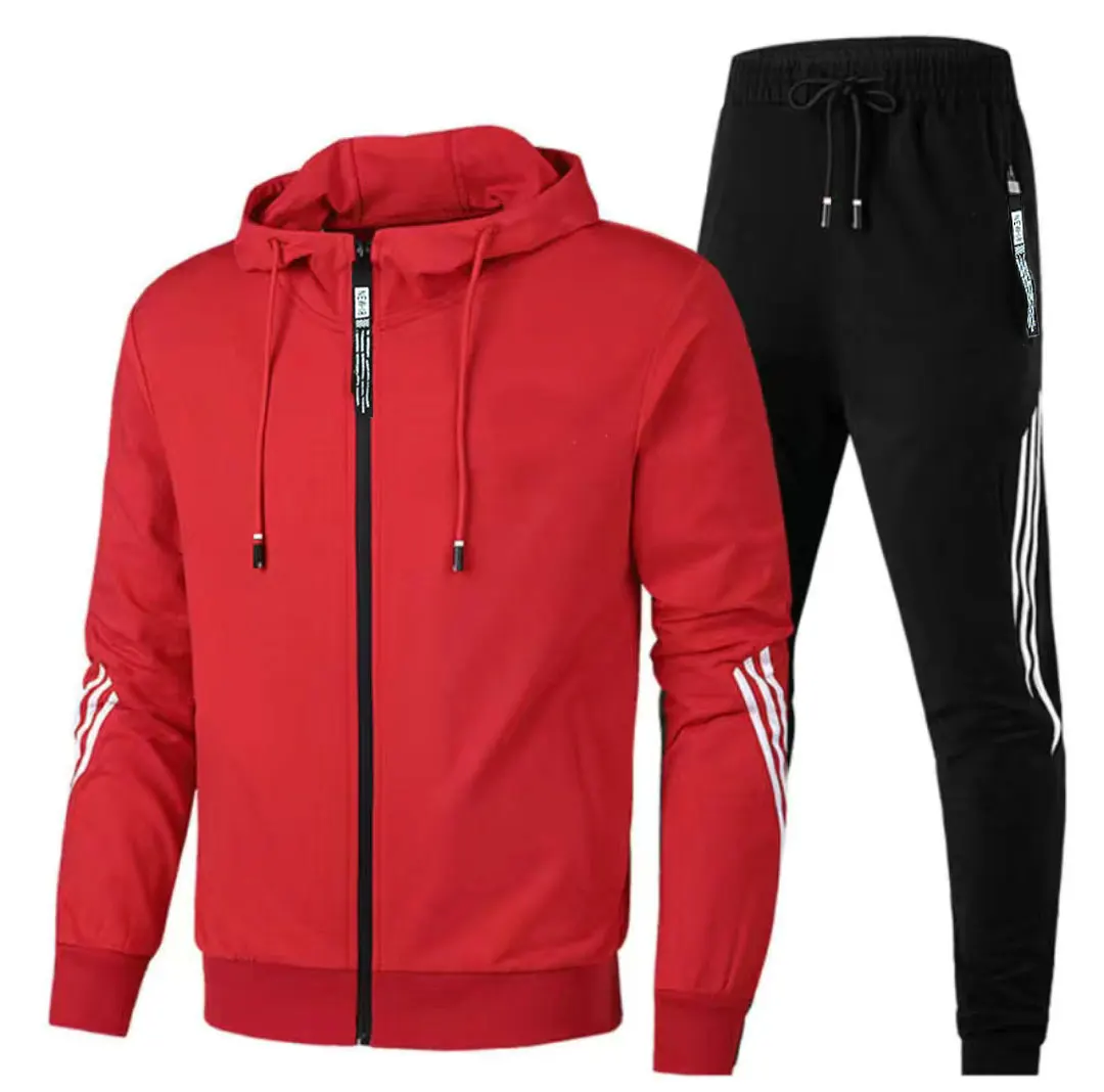 New men's hooded zippered sweater set, slim hooded zippered sweater set, fashionable casual Sportswear set. Fashion Pullover Set