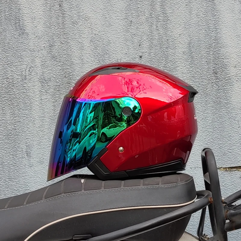 Dual lens semi covered motorcycle helmet suitable for both men and women Casco para Motos JIEKAI-512