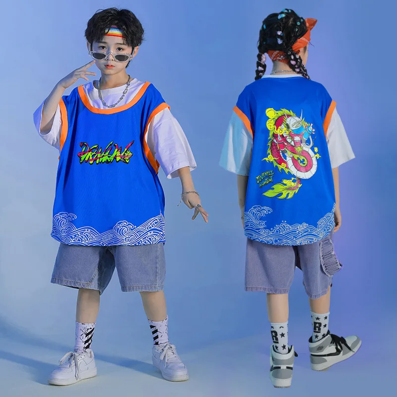 

Summer Teenager Girl Sport 2pcs Sets Print Short Sleeve T Shirt + Shorts Children Hip Hop Clothes Kids Streetwear Outfits 3-16Y