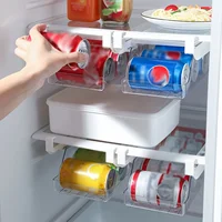 1pc Hanging Beer and Beverage Storage Rack,Rolling Refrigerator Transparent Storage Box,Kitchen Can Organizer 1