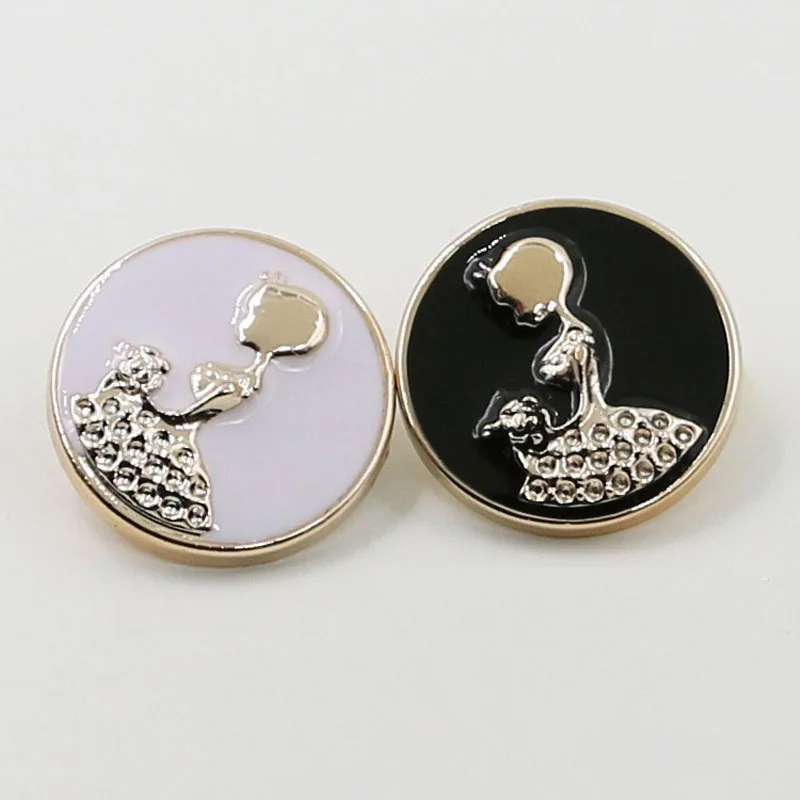 30개/묶음 18-25mm 도매 메탈 도트 오일 레진 흑백 버튼 여성 코트 셔츠 정장..