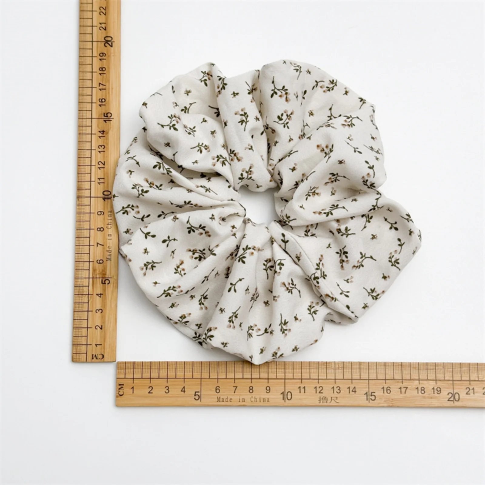 Brown Floral Scrunchie, Elegant Hair Accessory for Women, Cute Hair Tie for Daily Wear