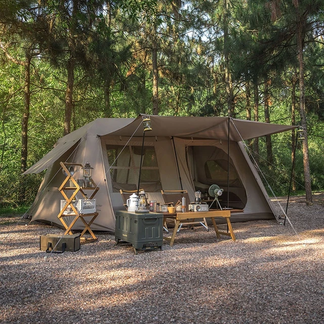 Tienda de campaña familiar para acampar al aire libre, refugio