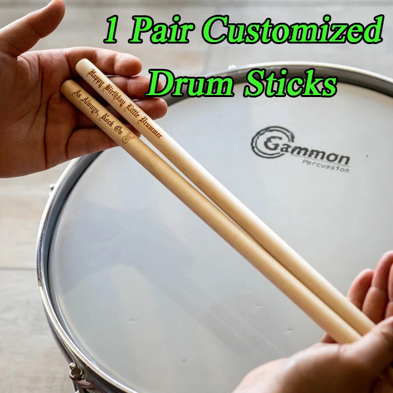 PAIR Engraved Drum Sticks Personalized Laser Engraved Drum Sticks Wood Stick Gifts