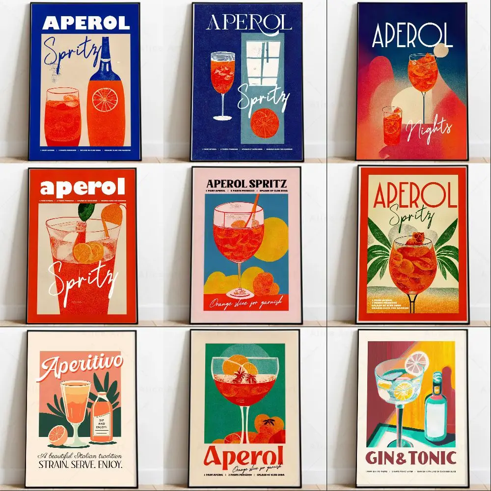 Cartoon Fruit Juice Mojito Aperol Spritz Poster E Stampa Sangria Drink Negri Canvas Painting Club Bar Shop Decorazione Della Casa