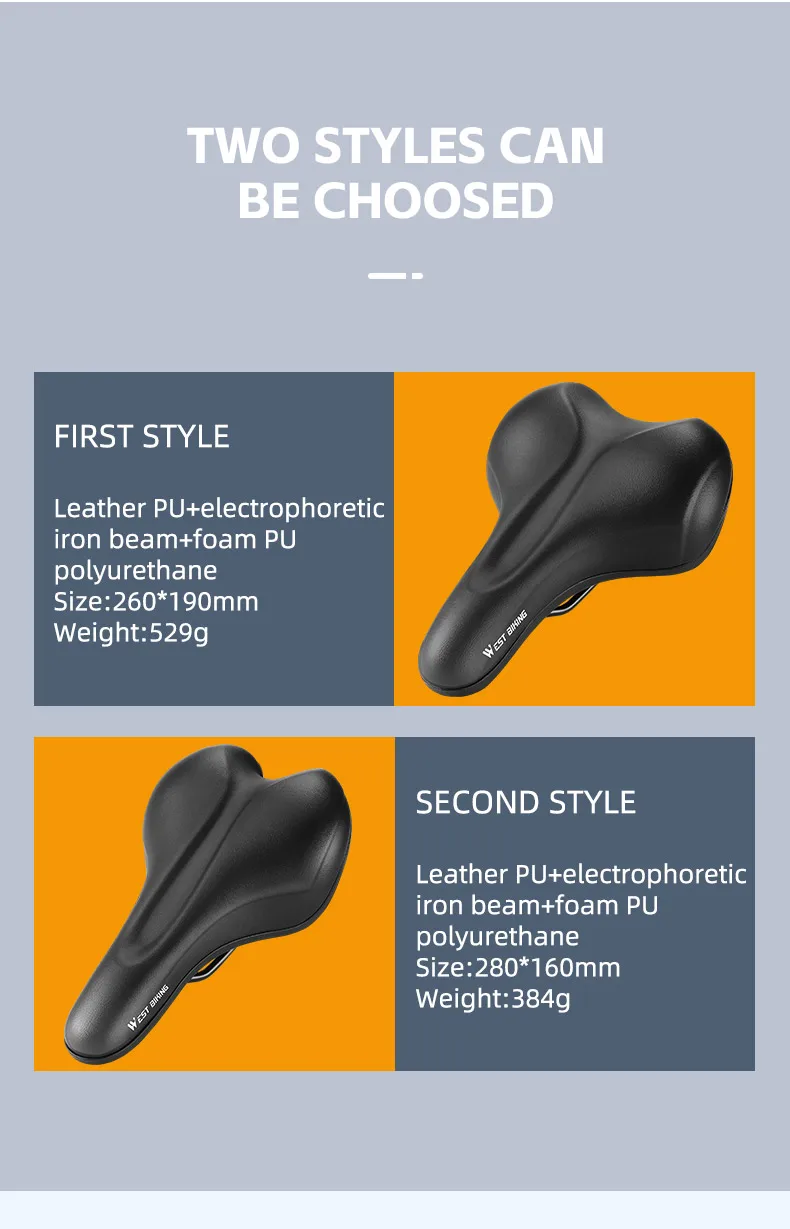 Description Picture 6 of itemWEST BIKING Bike Saddle High Elastic Shockproof MTB Road Bicycle Cushion Waterproof Ergonomic Cycling Seat Bike Accessories