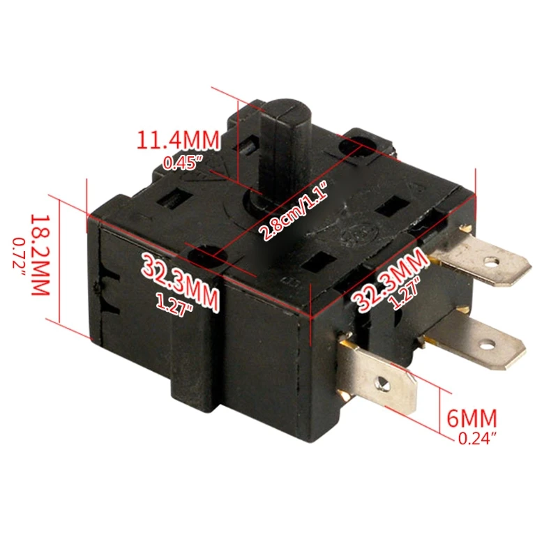 3 Pin Electric Room Heater Position Rotary Selector 250V 16A Electric Heater Band Parts heating selection switch