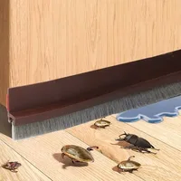 Door Bottom Brush Seal Strip with Brush Dust Prevent Rubber Blocker Insect Proof Home Windproof Self Adhesive Seal Strips 2