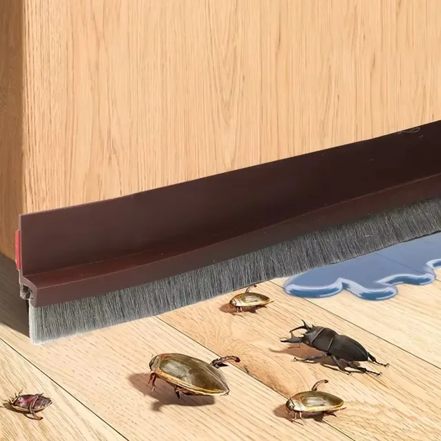 Door Bottom Brush Seal Strip with Brush Dust Prevent Rubber Blocker Insect Proof Home Windproof Self Adhesive Seal Strips 2