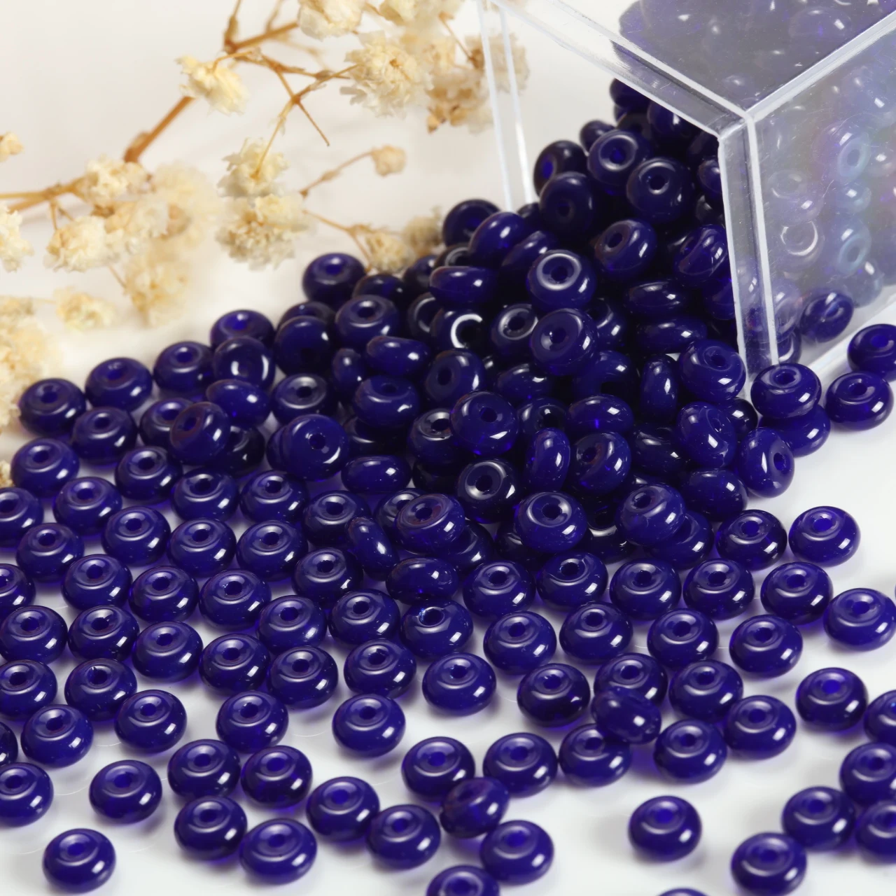 400pcs Deep Sea Blue Transparent Abacus Glass Beads for Handmade Jewelry Crafting