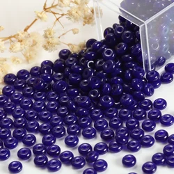 400pcs Deep Sea Blue Transparent Abacus Glass Beads for Handmade Jewelry Crafting (Navy Blue)