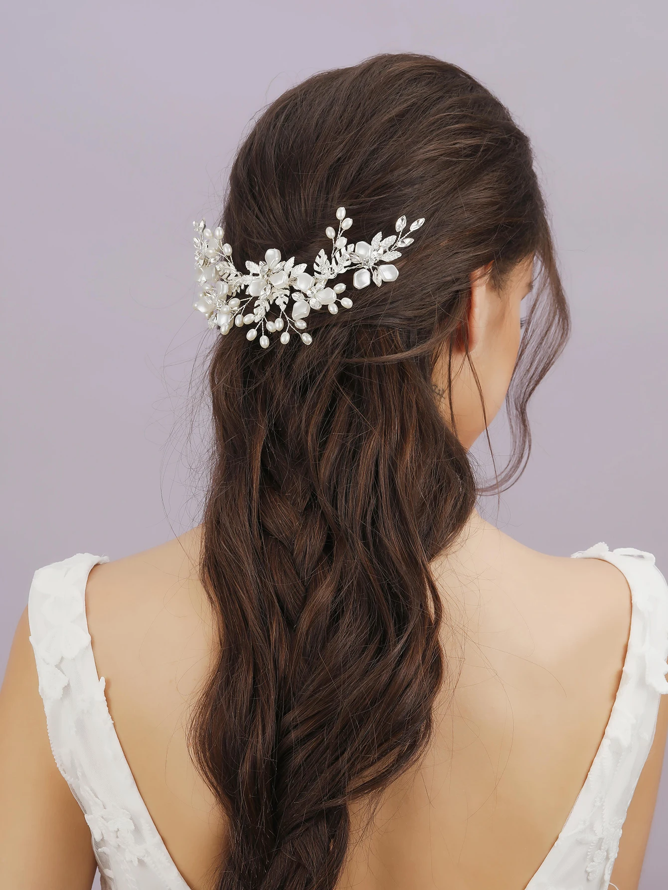 Wedding Hair Accessories Flower Pearls Hair Combs For Women Bride Alloy Leaves Bridal Side Band Fashion Hairband