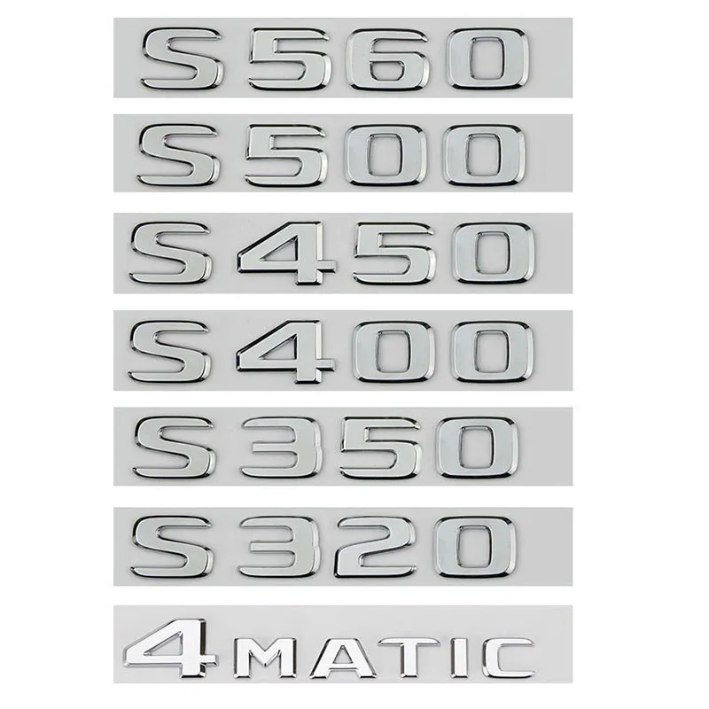 Flat 3D ABS Emblem Badge Car Body Rear Trunk Letter Stickers S320 S350 S400 S450 S500 S560 4MATIC For Mercedes Benz