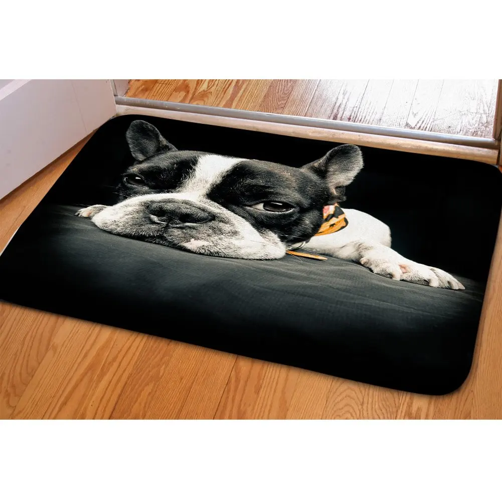 Black Boston Terrier Printed Soft Flannel Mats for Bedroom - Main Image