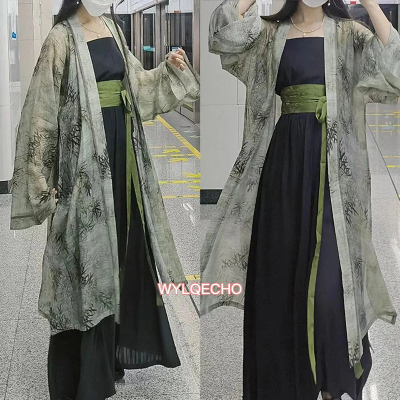 

New Chinese Style Hanfu Women Loose Song Dynasty Hanfu 2 Piece Suit Kimono Robe Jumpsuits Vintage Green Chinese Hanfu Costume