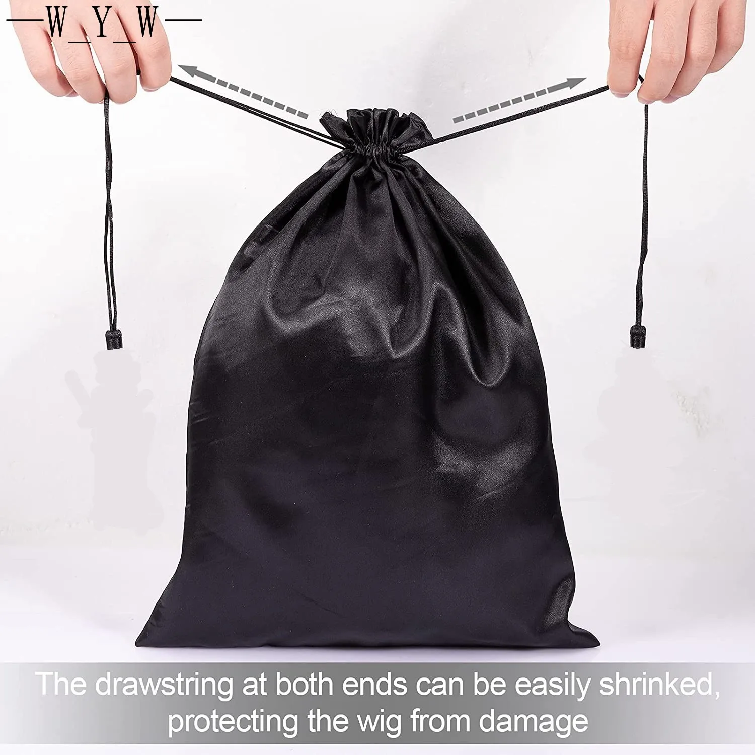 Silk Satin Human Hair Bags With Drawstring for Packaging Human Wigs,Bundles Hair Extensions and Hair Tools silk wig bag