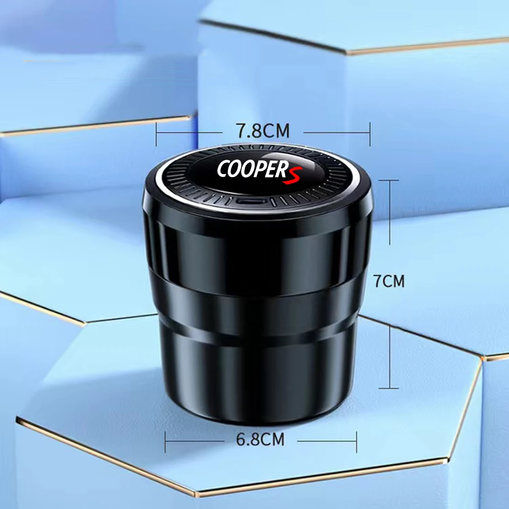 자동차 재떨이 미니 CooperS R55 R56 R57 R58 R59 R60 R61 F54 용 LED 조명 크리 에이 티브와 난연성 차량 재떨이