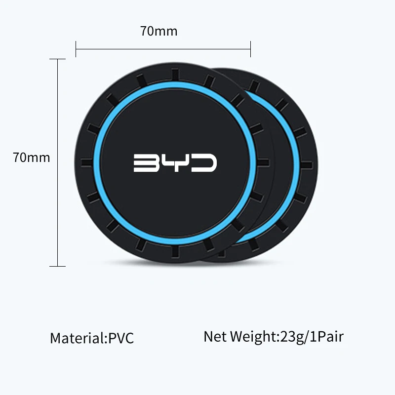 Car Coasters Water Cup Slots Non-Slip Mat Waterproof Cup Pad For BYD M6 G3 G5 T3 13 F3 S6 S7 E5 E6 Tang Song Qing Yuan Max 2PCS