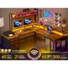 L Shaped Gaming Desk, Drawers & Storage Shelf Reversible Computer Desk with Monitor Stand & Power Outlets, LED Gaming Desk 4