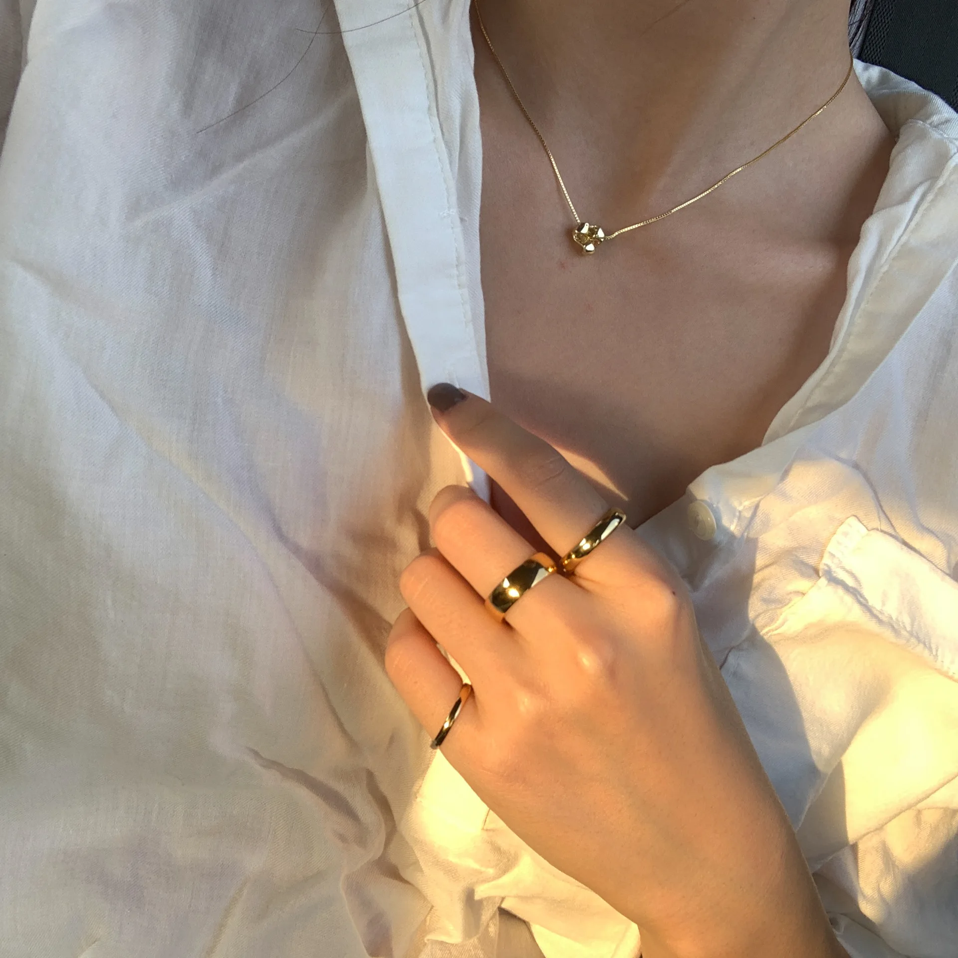 18K Placcato Oro Titanio Acciaio Semplice Combinazione Di - Foto 7