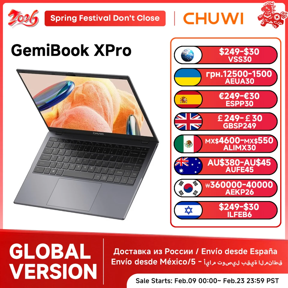 CHUWI GemiBook XPro Laptop Intel N150/N100 Processors 8GB RAM