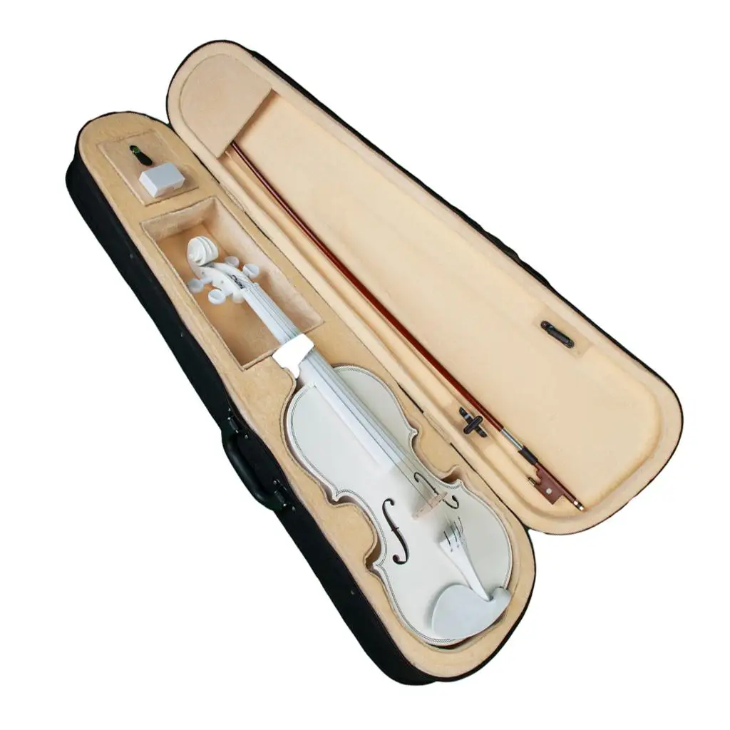 4/4 Handmade Acoustic Violin Beginner Pack with Bow Hard Case and Bridge for Students Beginners Music Lover Stringed Instrum