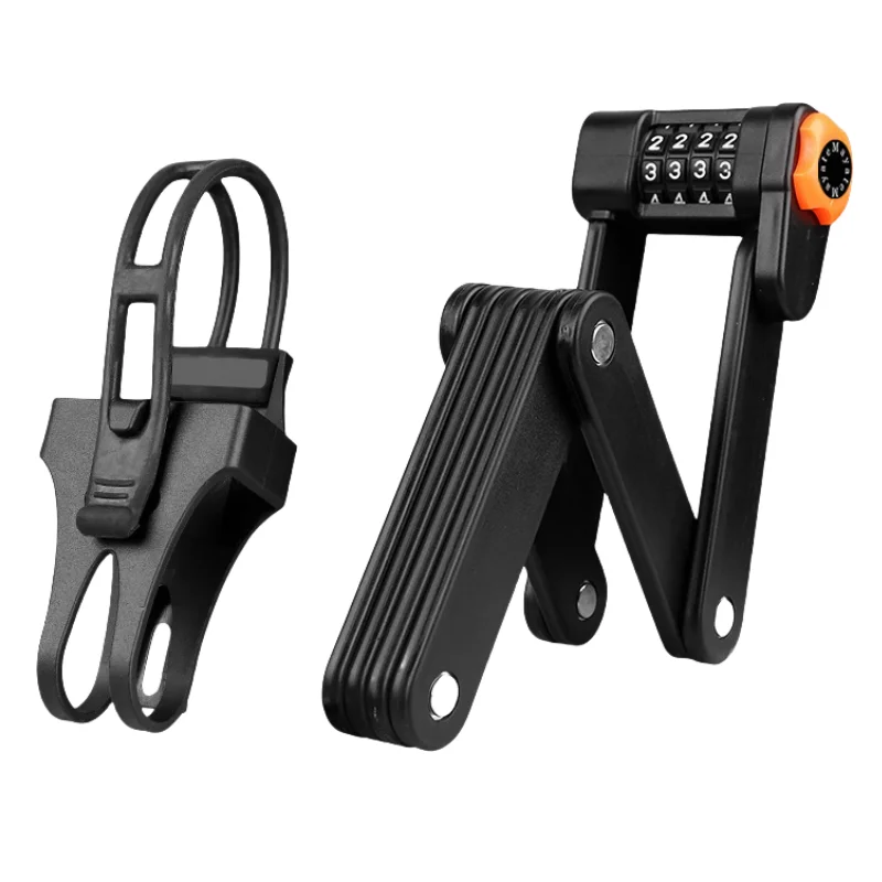 ล็อคจักรยานแบบรวมแบบพกพา 4 หลัก - วัสดุ ABS ทนทาน การออกแบบพับได้ ป้องกันการโจรกรรมสําหรับจักรยานเสือภูเขาและเสือหมอบ 1