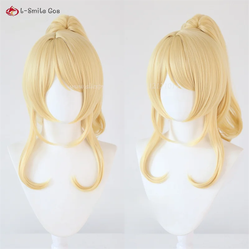 Anime Love Live Eli Ayase Cosplay Perücke Golden Locken Pferdeschwanz Hitzebeständig Synthetik + Haarnetz 2