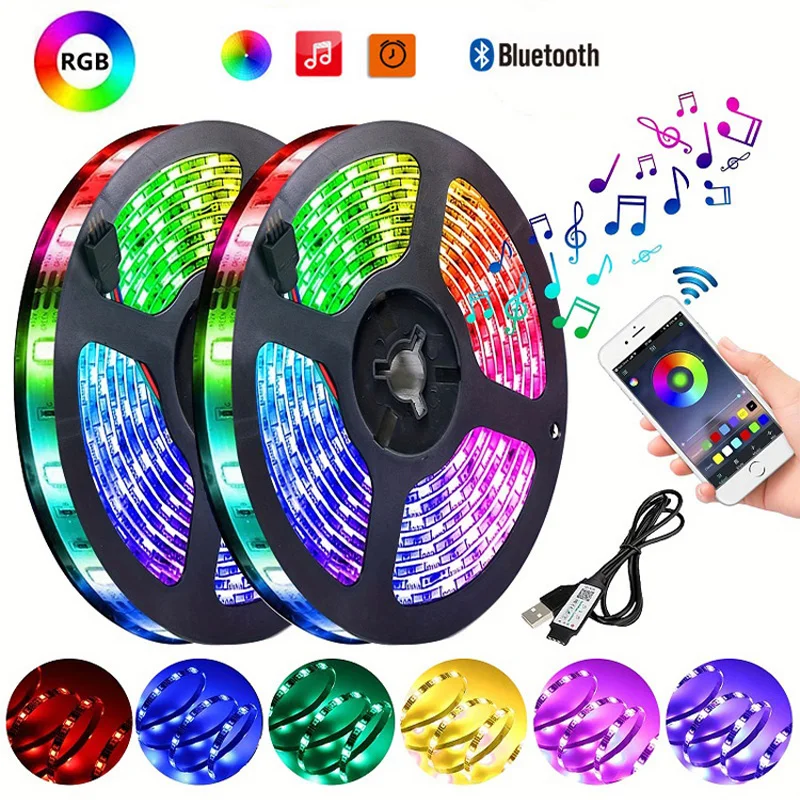 

RGB-Лента светодиодная с поддержкой Bluetooth и синхронизацией музыки, 45 м (3 рулона 15 м)