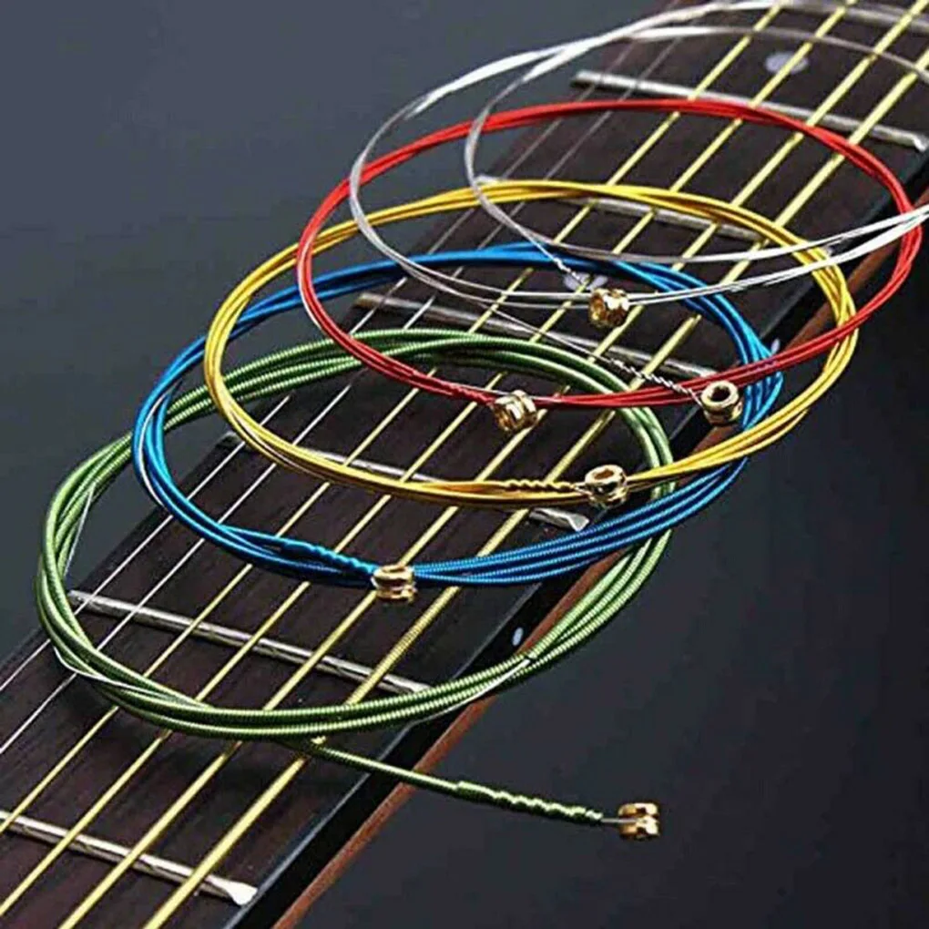 Acoustic Guitar Strings 6PCS Universal E-A String Wear-resistant Instrument Accessory Sufficient Gears Colorful String