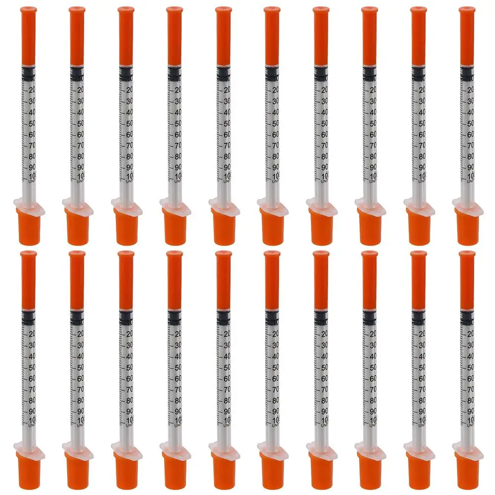 Manual Push Syringe 1ml 30 Gauge 1/2 Inch Straight Tip Needle 1cc 13mm Feeding Device 20pcs Reusable