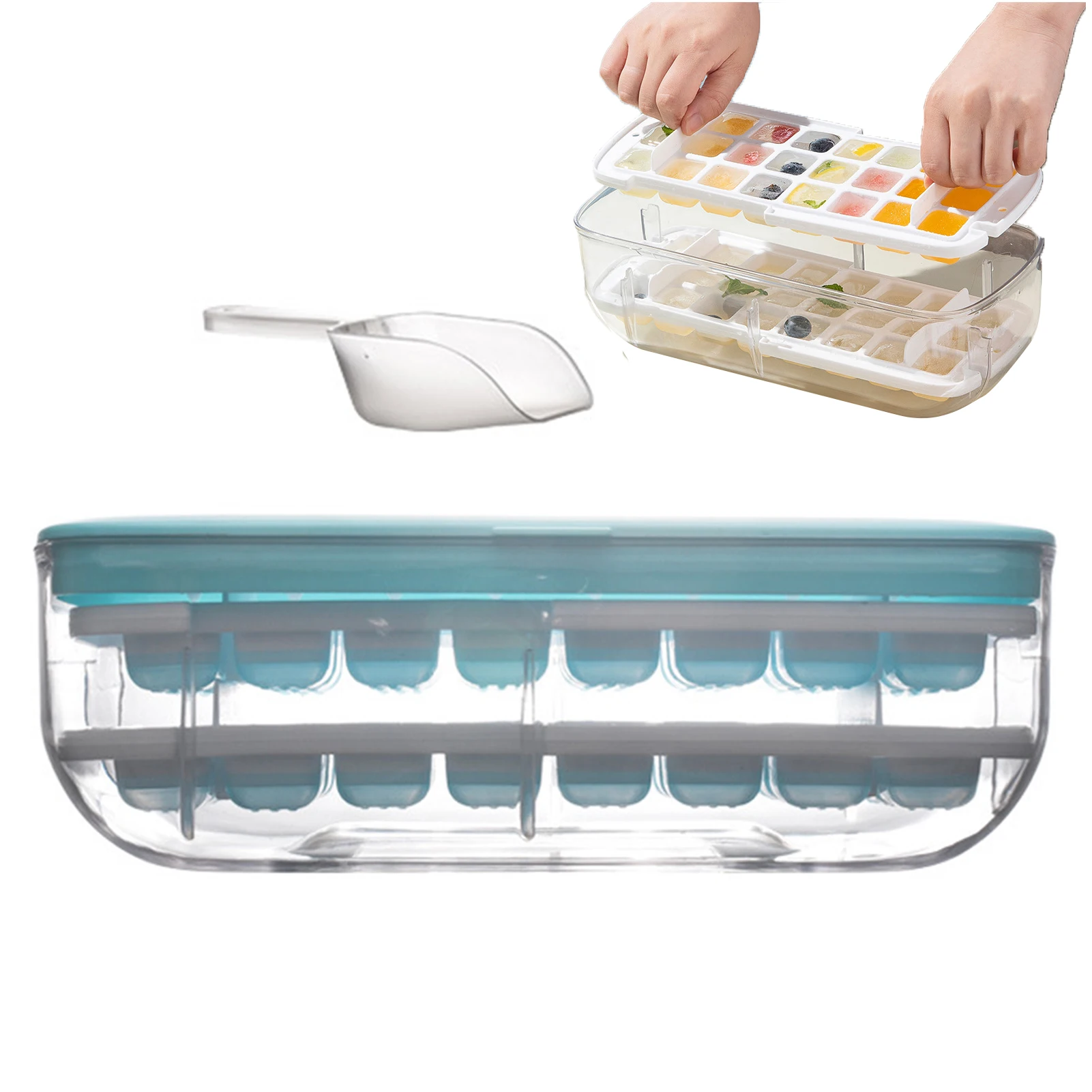 Ice Cubes Tray Freezer PP Ice Tray 48 Ice Cubes Ice Molds With Ice