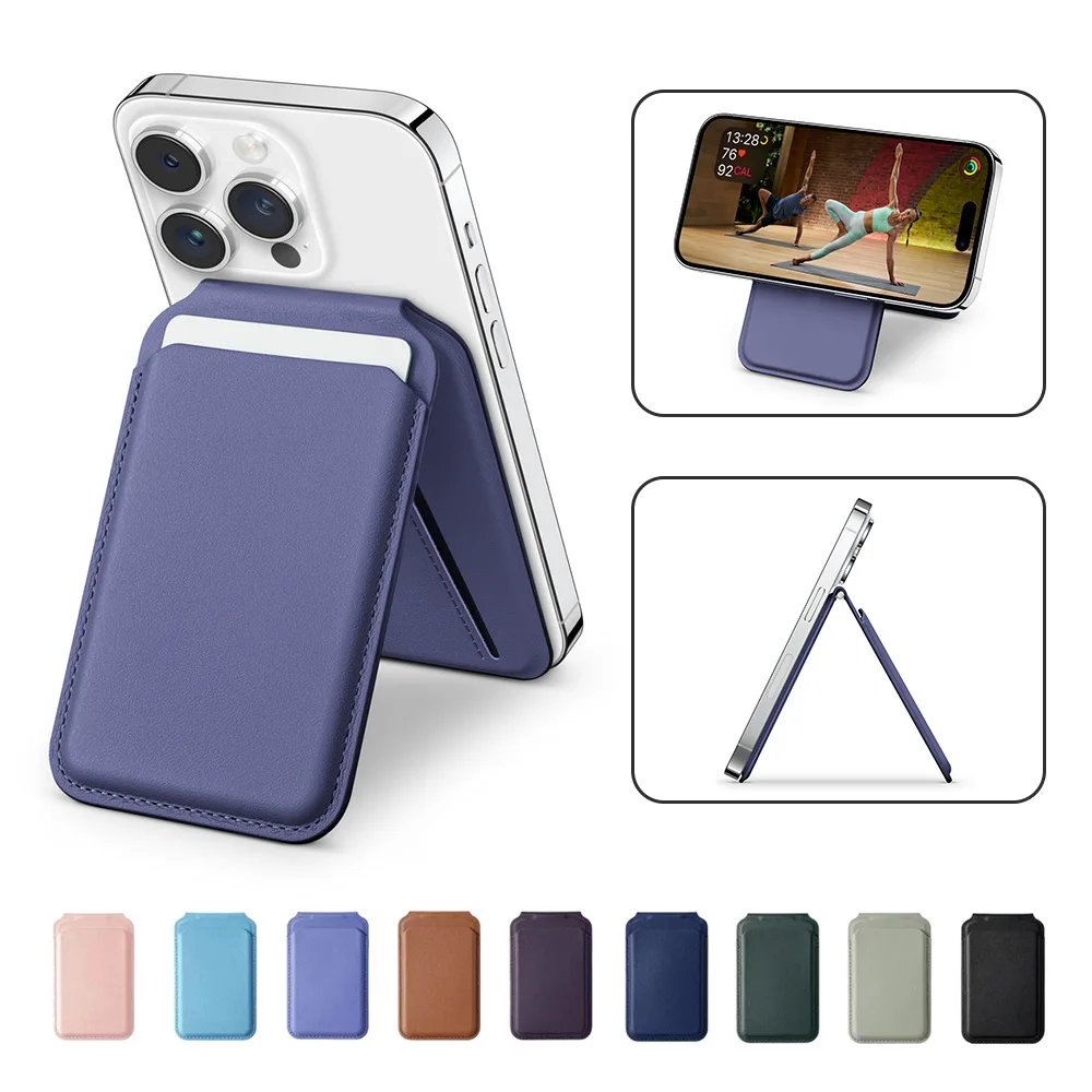 Universal Magnetic Wallet Stand with Rotating Kickstand and Card Holder – Premium PU Leather Case Accessory