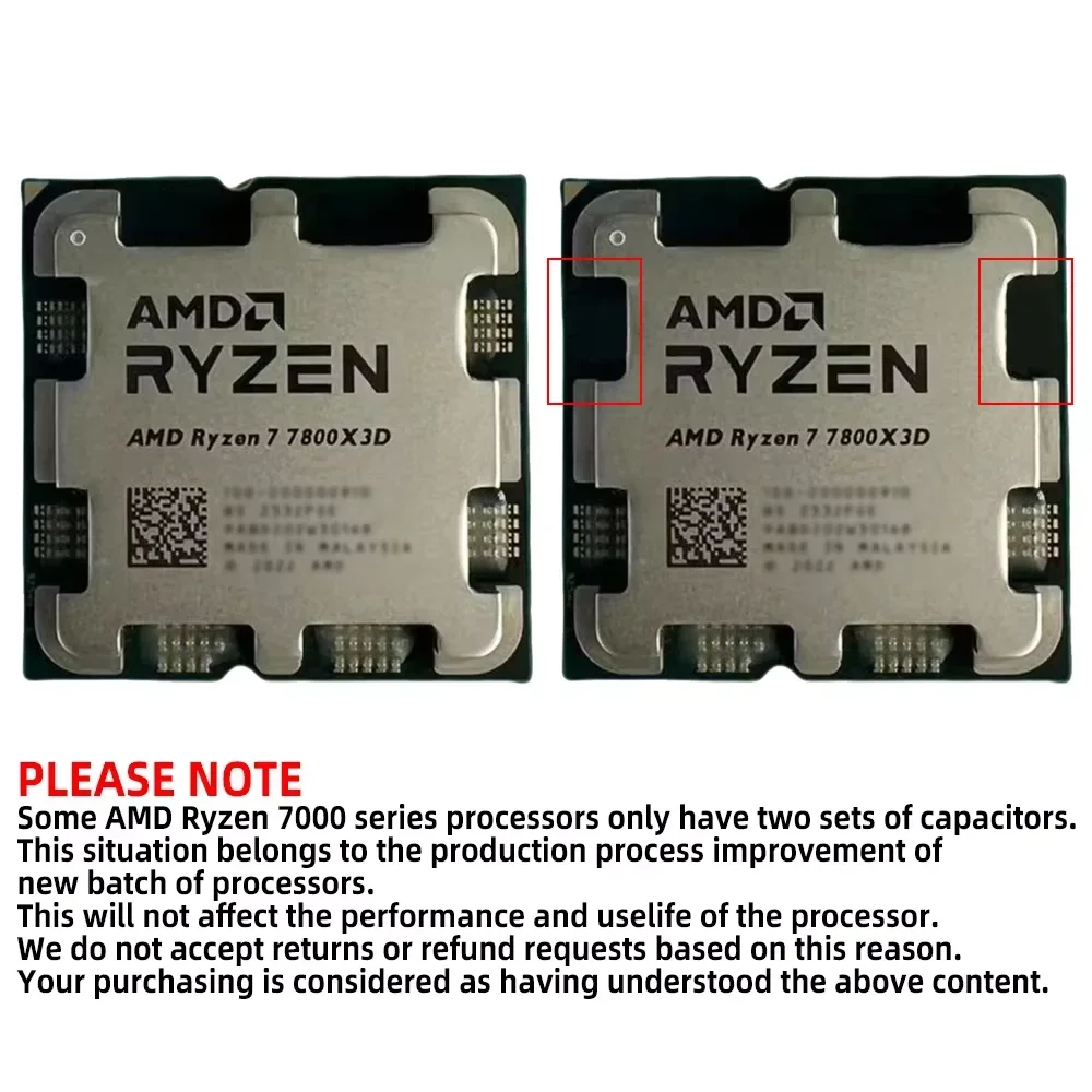 AMD 라이젠 7 게이밍 프로세서 R7 5800X3D 새로운 라이젠 5000 시리즈 3.4GHz 8코어 16스레드 CPU 프로세서 DDR4 96MB 105W 7nm