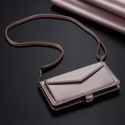 Versatile Multi Card Slots Wallet Case with Strap and Cash Pocket, Flip Cover Design - Galaxy A14 4G A14 5G (HH0121)