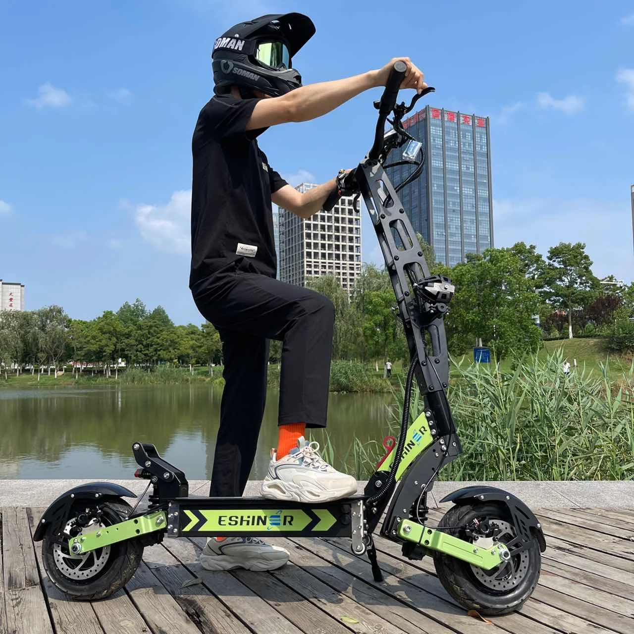 Hot Selling App Control EBS Brake Dual Motor 60V 6000W Fast Speed Electric Scooter with seat for adults