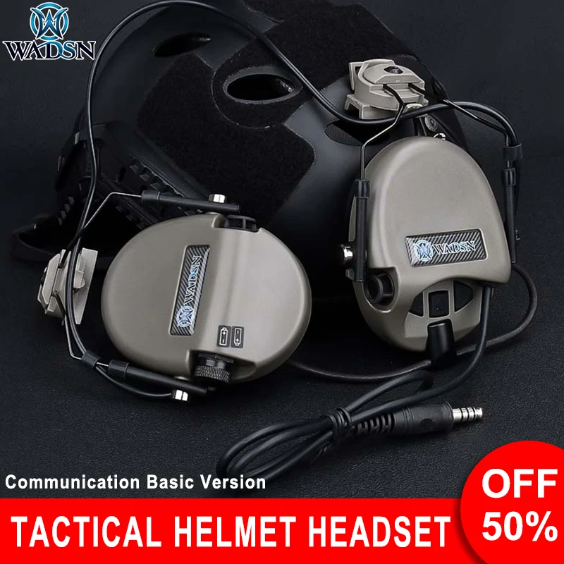 

Wadsn Tactical Hunting Shooting Helmet Headset Sordin Military Headphone Outdoor CS Earphone with 20mm Rail Adapter U94 PTT