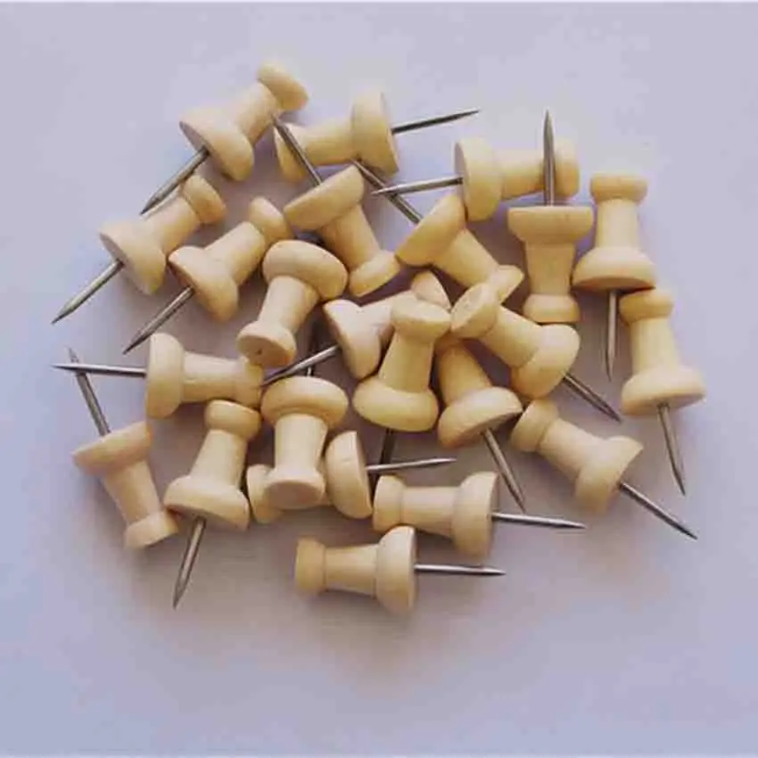 50pcs/lot Wooden Thumb Tack Map Markers Pin Pushpin Decorative Cork Board Photo Wall Thumbtacks For Home Office School Supplies